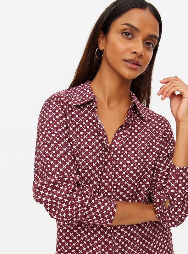 Dark Red Geometric Printed Shirt 18